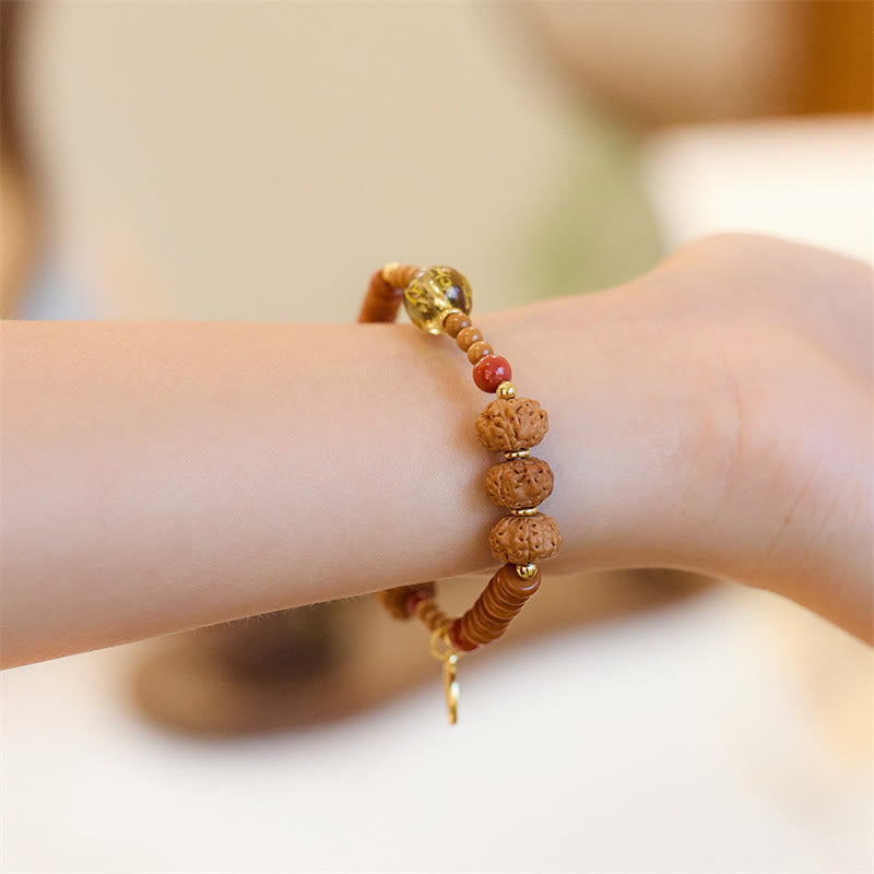 Fortune Jewel Tibetan Bodhi Seed Black Onyx Smoky Quartz Om Mani Padme Hum Fu Character Wealth Bracelet