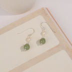 Fortune Jewel 925 Sterling Silver Natural Pearl Jade Wisdom Earrings
