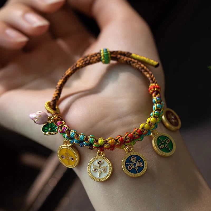Fortune Jewel Tibetan Colorful Rope Five God Of Wealth Luck Braid Bracelet