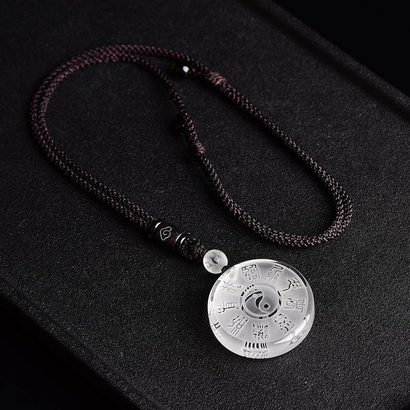 Fortune Jewel Taoism Five Sacred Mountains Yin Yang Symbol Liuli Crystal Balance Necklace Pendant Key Chain Fortune Jewel
