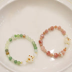 Fortune Jewel Green Agate Sun Stone Cat's Eye Bodhi Seed Cat Paw Support Bracelet