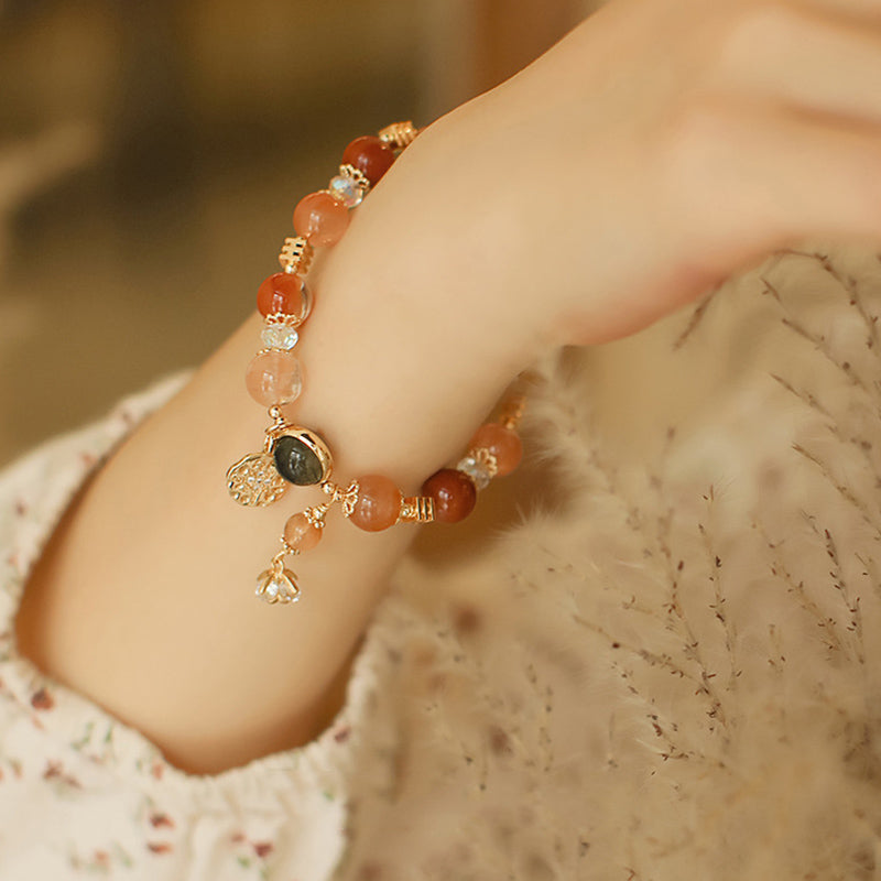 Fortune Jewel Natural Multicolored Rutilated Quartz Eight-pointed Star Flower Wealth Bracelet