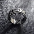 Fortune Jewel Bagua Yin Yang Titanium Steel Balance Rotatable Ring Fortune Jewel