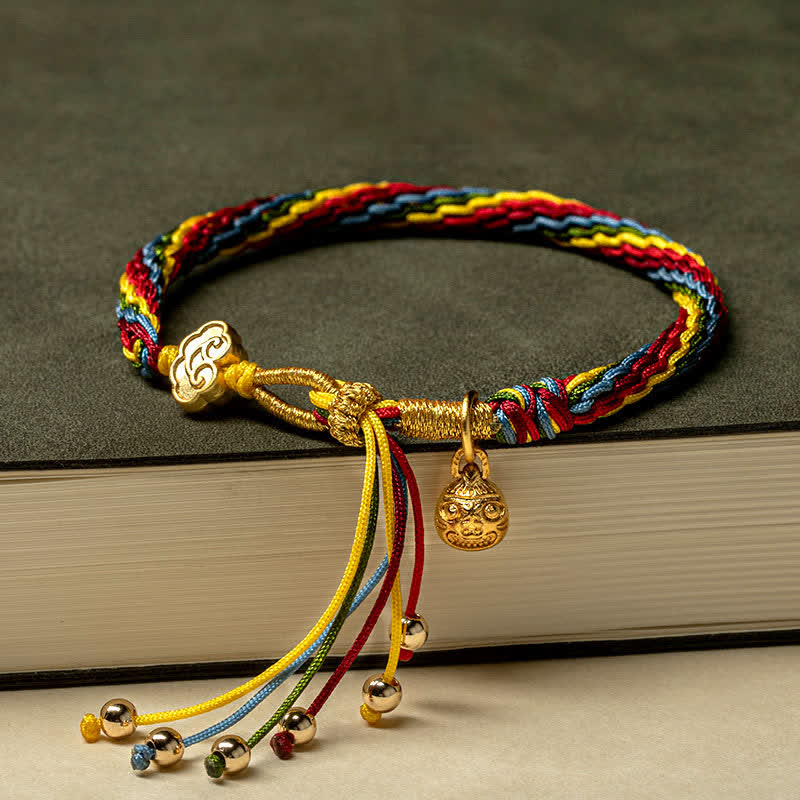 Fortune Jewel Gold Swallowing Beast Family Luck Reincarnation Knot Colorful String Bracelet