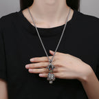Fortune Jewel Tibetan Om Mani Padme Hum Dorje Vajra Bell Strength Necklace Pendant
