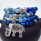 Fortune Jewel Natural Agate Elephant Buddha Hope Bracelet