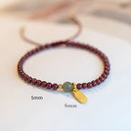 Fortune Jewel Natural Strawberry Quartz Garnet Jade Lucky Fortune Fu Character Healing Charm Bracelet
