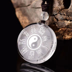Fortune Jewel Taoism Five Sacred Mountains Yin Yang Symbol Liuli Crystal Balance Necklace Pendant Key Chain Fortune Jewel