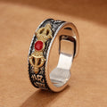Fortune Jewel Tibetan Om Mani Padme Hum Red Agate Dorje Vajra Design Wisdom Ring