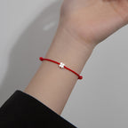 Fortune Jewel 925 Sterling Silver Four Leaf Clover Red Rope Bracelet