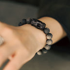 Fortune Jewel Silver Sheen Obsidian Ebony Wood Soothing Bracelet