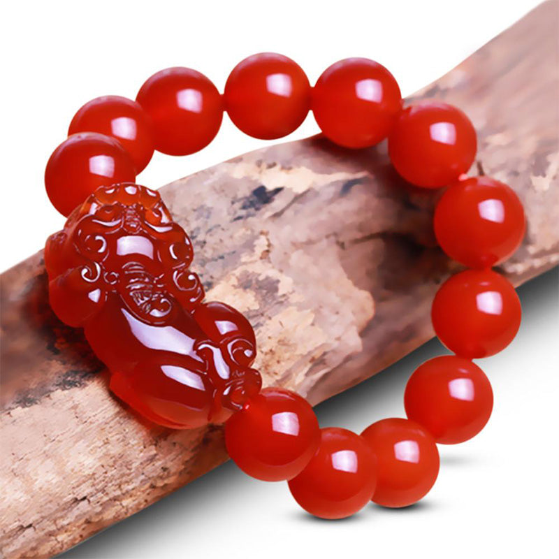 Fortune Jewel Red Agate Lucky Pixiu Wealth Luck Bracelet