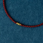 Fortune Jewel 925 Sterling Silver Lucky Golden Bead Braided String Bracelet Anklet