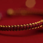 Fortune Jewel Natural Cinnabar Peace Buckle Fu Character Charm Blessing Braided Bracelet