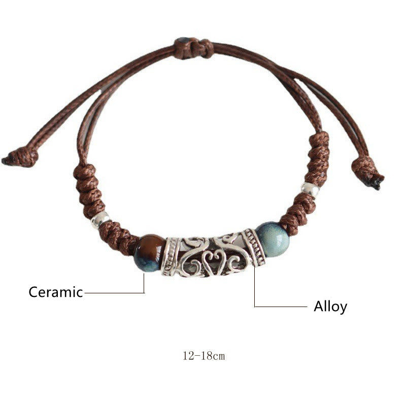 Fortune Jewel Tibet Ceramic Bead Wealth String Bracelet