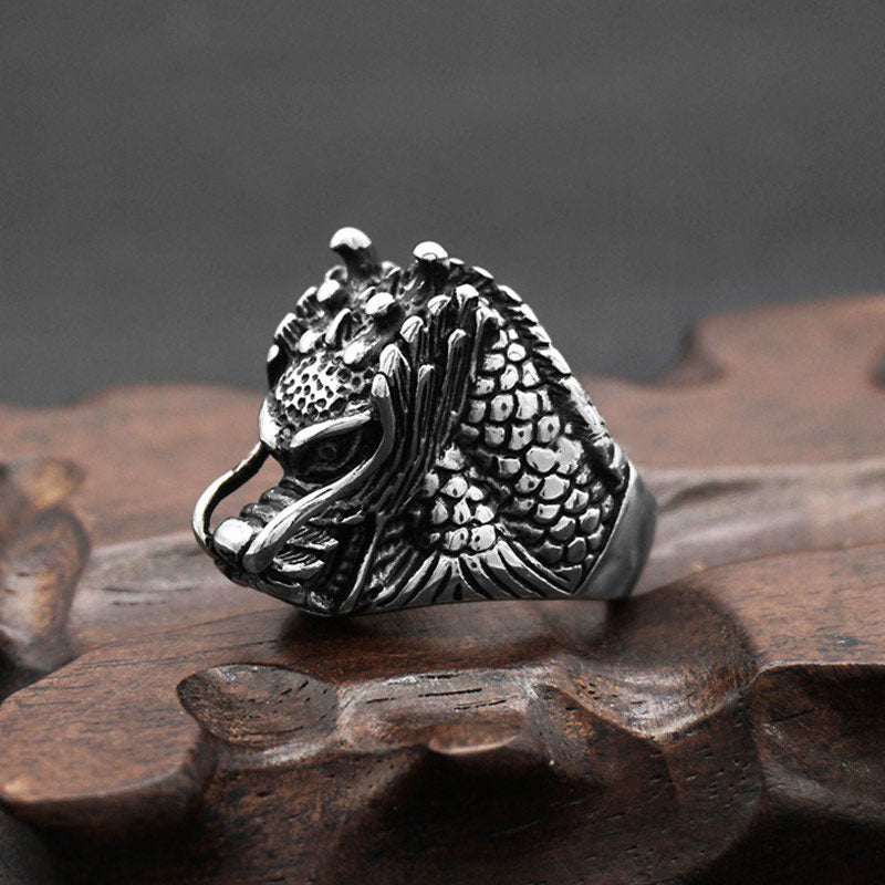 Dragon Balance Titanium Steel Ring Fortune Jewel