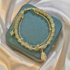 Fortune Jewel Jade Leaf Ginkgo Tulip Peanut Fu Character Luck Beaded Bracelet