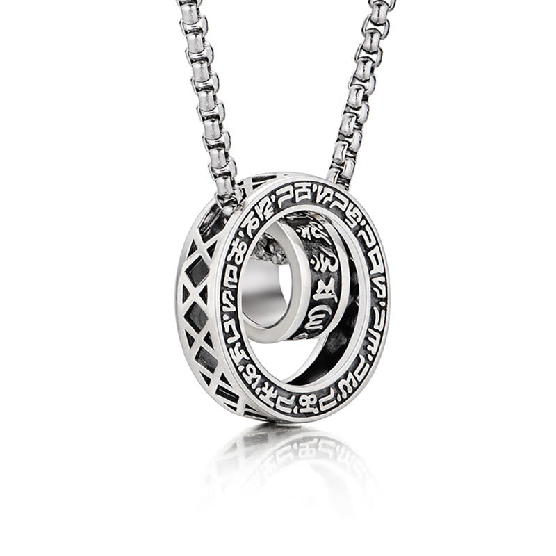 Fortune Jewel Tibetan Om Mani Padme Hum Carved Peace Purity Chain Necklace Pendant