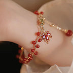 Fortune Jewel Red Maple Leaf Luck Charm Bracelet