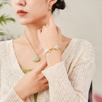 Fortune Jewel Natural Hetian Jade Bead Double Peace Buckle Fu Character Abundance Braided Bracelet