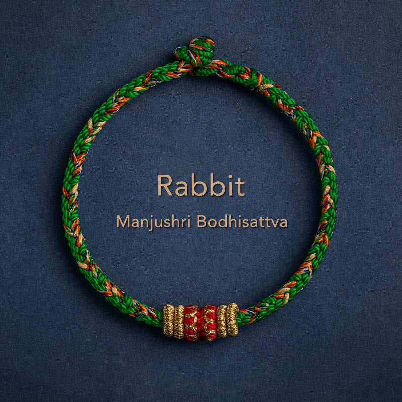 Fortune Jewel Tibet Handmade Chinese Zodiac Natal Buddha Luck Strength Braided String Bracelet