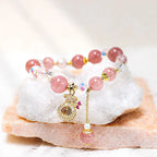 Fortune Jewel "Wishing Love and Sweet Blessings"Strawberry Quartz Bracelet Includes Gift Message Card Fortune Jewel