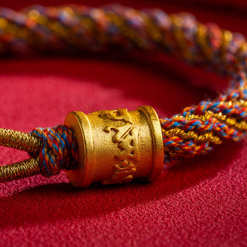 Fortune Jewel Handmade Multicolored Tibetan Om Mani Padme Hum Ruyi Auspicious Charm Braided Bracelet
