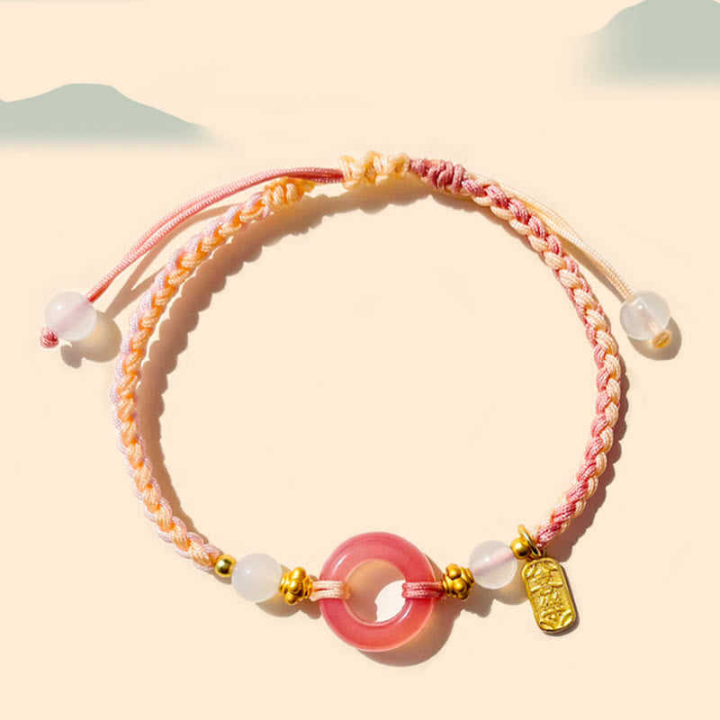 Fortune Jewel Peace And Joy Agate Peace Buckle Auspicious Handmade Braided Bracelet