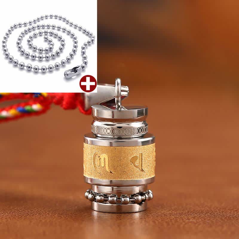Fortune Jewel Tibet Om Mani Padme Hum Shurangama Mantra Titanium Steel Wisdom Amulet Necklace Pendant