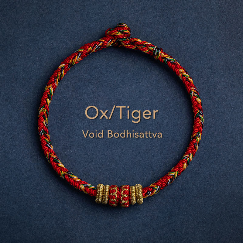 Fortune Jewel Tibet Handmade Chinese Zodiac Natal Buddha Luck Strength Braided String Bracelet