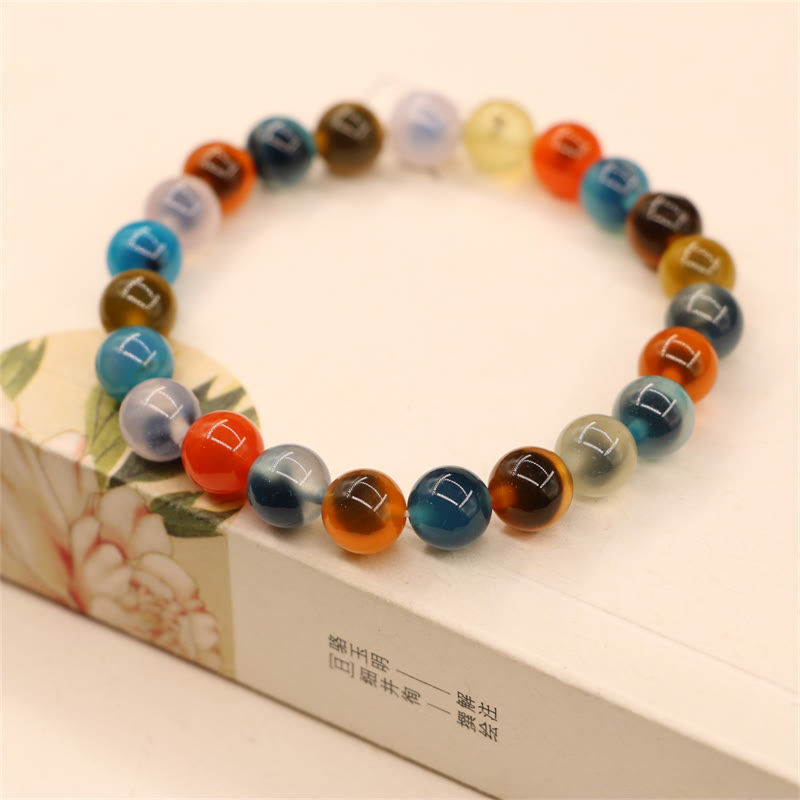 Fortune Jewel Colorful Candy Agate Healing Strength Bead Bracelet