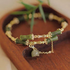 Fortune Jewel Bamboo Jade Pattern Luck Bracelet Bangle