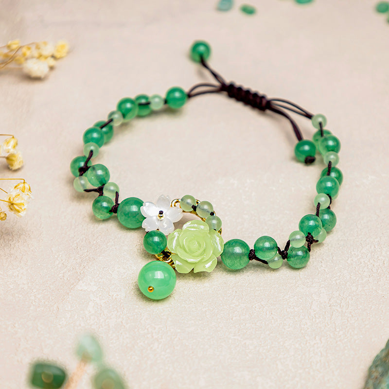 Fortune Jewel Financial Success Jade Braided Weave Prosperity Abundance Anklet