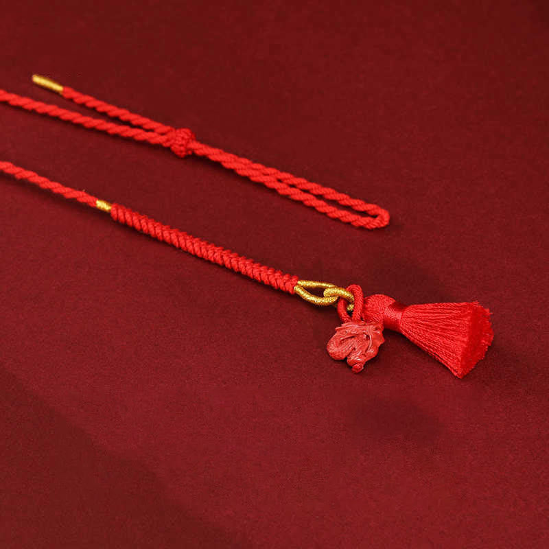 Fortune Jewel Natural Cinnabar Dragon Blessing Red String Belly Chain