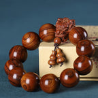Fortune Jewel Rosewood Green Sandalwood Small Leaf Red Sandalwood Dragon Carved Protection Bracelet