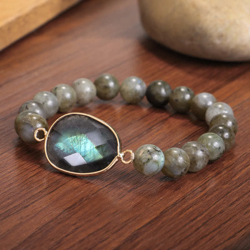 Fortune Jewel Natural Labradorite Moonstone Support Healing Beaded Bracelet