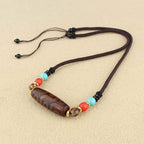 Fortune Jewel Tibetan Nine-Eye Dzi Bead Three-eyed Dzi Bead Protection String Necklaces Pendant