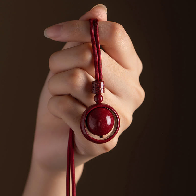 Fortune Jewel Cinnabar Om Mani Padme Hum PiXiu Blessing Lucky Bead Necklace Pendant