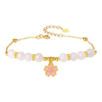 Fortune Jewel 925 Sterling Silver Hetian White Jade Cherry Blossom Protection Bracelet