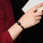 Fortune Jewel Gold Sheen Obsidian Silver Sheen Obsidian Lovely Paw Lucky Cat Protection Bracelet