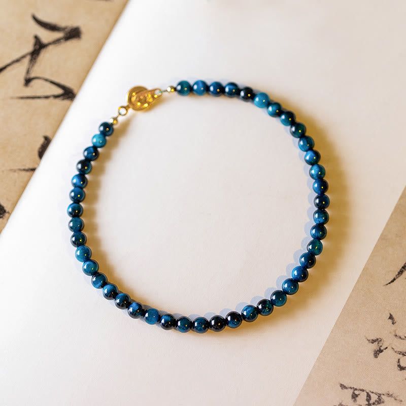 Fortune Jewel Natural Blue Tiger Eye Stone Protection Chain Bracelet