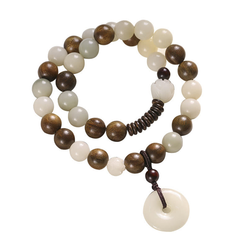 Fortune Jewel Bodhi Seed Green Sandalwood Lotus Peace Buckle Harmony Double Wrap Bracelet