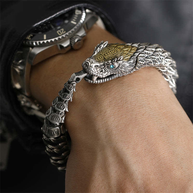 Buddha Stones Dragon Snake Handmade Amulet Protection Chain Bracelet Fortune Jewel