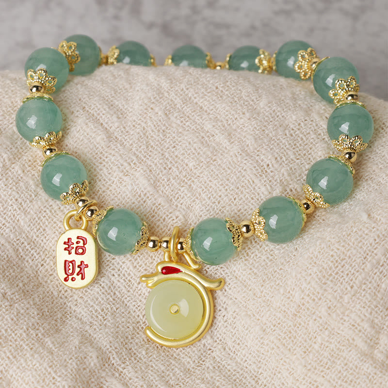 Fortune Jewel Year of the Dragon Red Agate Green Aventurine Peace Buckle Fu Character Lucky Fortune Bracelet