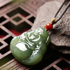 Fortune Jewel Laughing Buddha Hetian Jade Abundance Necklace String Pendant Fortune Jewel