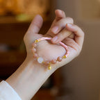 Fortune Jewel Sun Stone Golden Silk Jade Lily of the Valley Charm Positive Bracelet Bangle