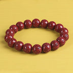 Fortune Jewel Natural Double PiXiu Cinnabar Om Mani Padme Hum Wealth Luck Bead Bracelet