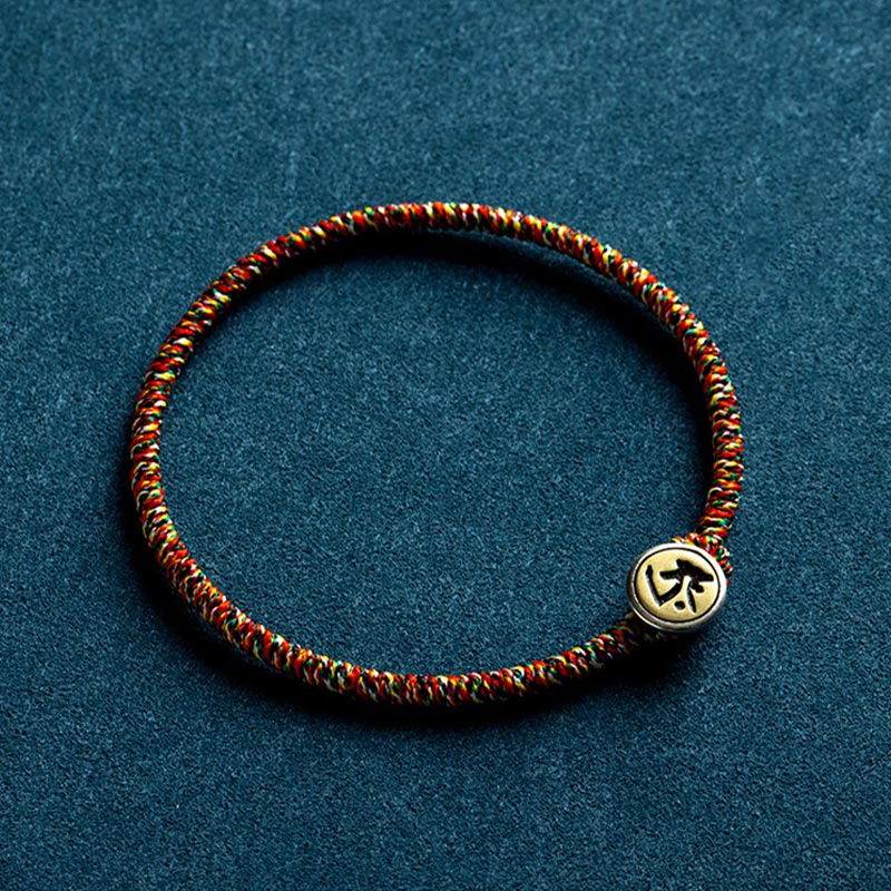 Fortune Jewel Handmade 925 Sterling Silver Chinese Zodiac Natal Buddha Protection Colorful Rope Bracelet