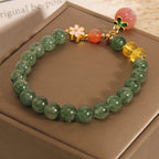 Fortune Jewel Natural Green Strawberry Quartz Love Peach Charm Bracelet