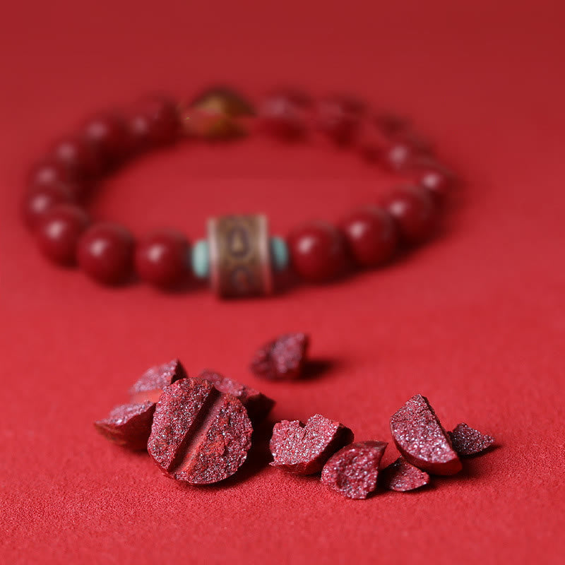 Fortune Jewel 925 Sterling Silver Chinese Zodiac Natal Buddha Cinnabar Om Mani Padme Hum Calm Bracelet